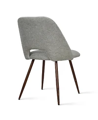 Maison Boucle Set of 4 Upholstered Dining Chairs, Modern Fabric, Walnut Metal Legs