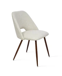 Maison Boucle Set of 4 Upholstered Dining Chairs, Modern Fabric, Walnut Metal Legs