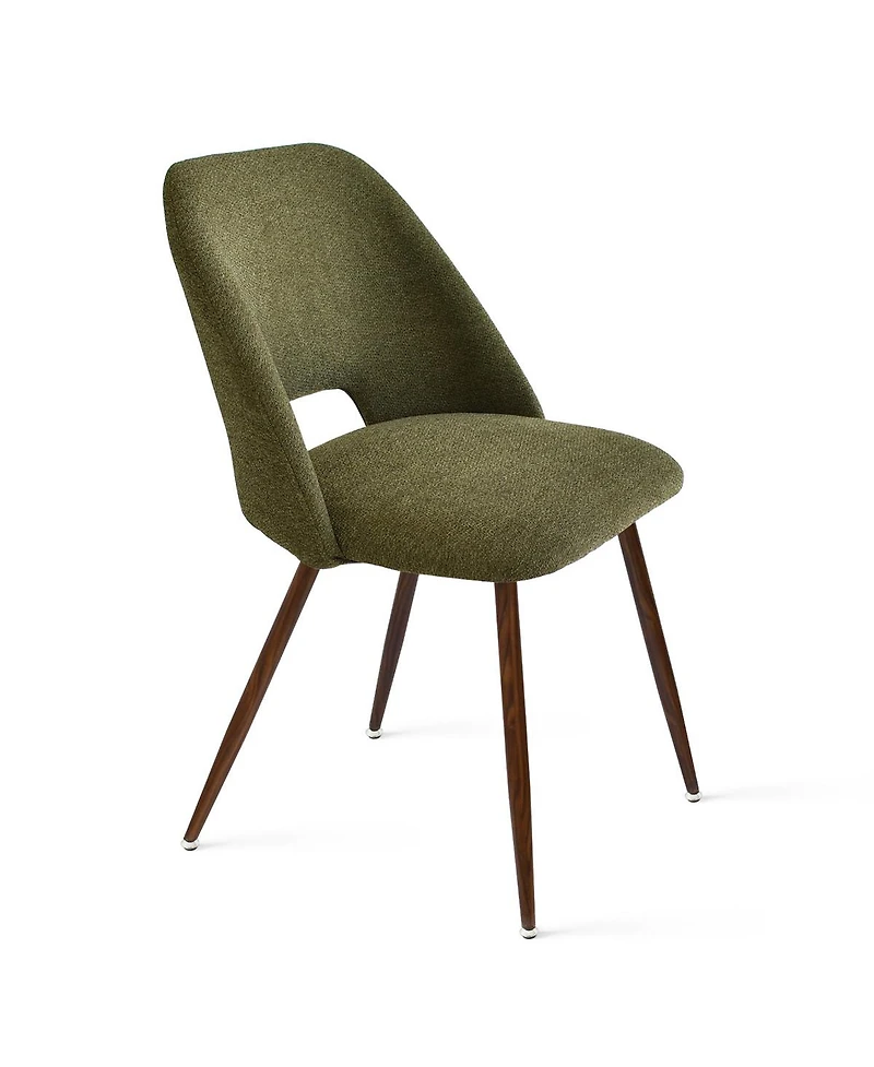 Maison Boucle Set of 4 Upholstered Dining Chairs, Modern Fabric, Walnut Metal Legs