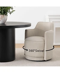 Maison Boucle Swivel Dining Armchair, Upholstered Barrel Accent Chair, 1 Pc