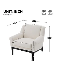 Rainsken Modern Accent Chair, Mid-Century Modern Armchair, Upholstered Lounge Chair with Solid Wood Legs for Living Room