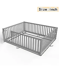 Streamdale Furniture Full Size Bed Floor Bed with Safety Guardrails and Door for Kids