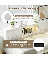 Streamdale Furniture L-Shaped Full Bed w/ Drawer, Bookcase, Led, Usb