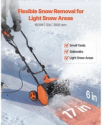Sugift Electric Snow Shovel, 12A 17 inch Corded Snow Shovel, Adjustable Chute for Winter