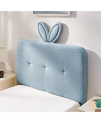Streamdale Furniture Twin Rabbit Ear Upholstered Bed w/Led and 4 Drawers