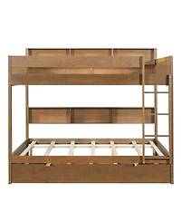 Streamdale Furniture Full over full bunk bed with trundle, Antique Wood