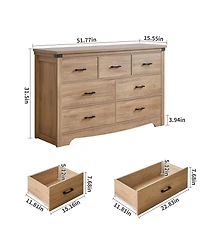 Streamdale Furniture Farmhouse 7-Drawer Dresser, Oak Storage Organizer