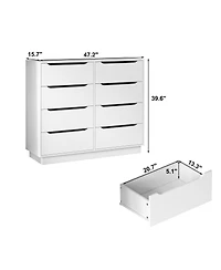 Streamdale Furniture 8-Drawer Dresser, 47.2"W Wooden Chest for Bedroom