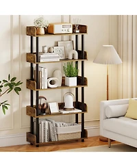 Sugift 5-Tier Open Bookcase with Industrial Storage Unit