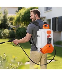 Sugift Battery Powered Backpack Sprayer, 4 Gallon Electric Sprayer with 2 Wands and Nozzles