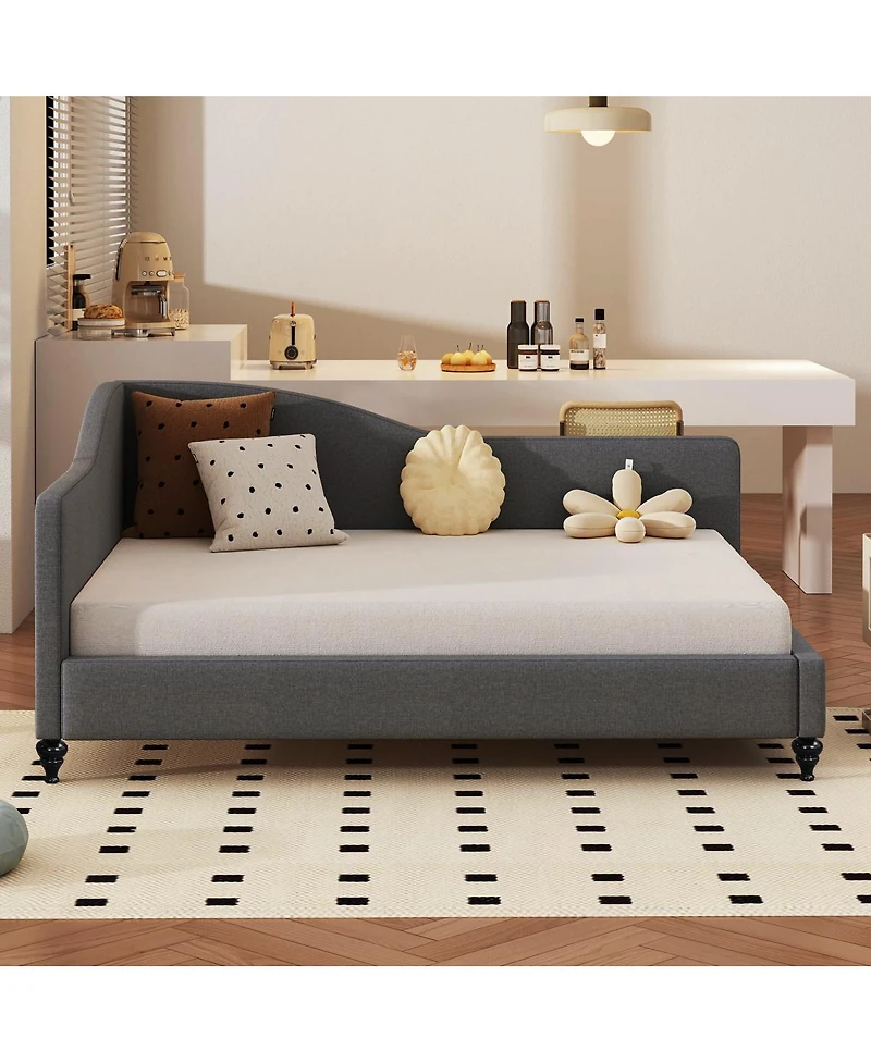 Streamdale Furniture L-Shaped Linen Daybed with Solid Wood Legs