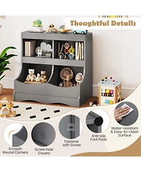 Sugift Toy Storage Organizer 4-Cubby Kids Bookcase for Toys and Books