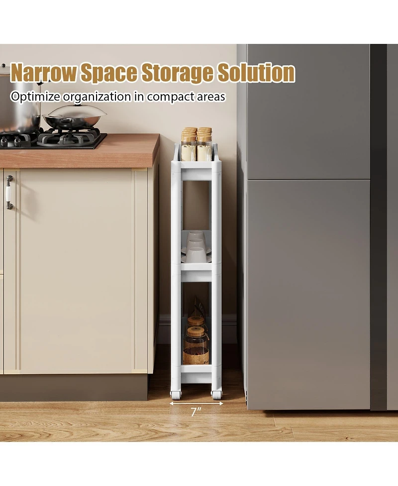 Sugift 3-Tier Slim Rolling Storage Cart 2-Pack Mobile Bathroom Organizer with Wheels