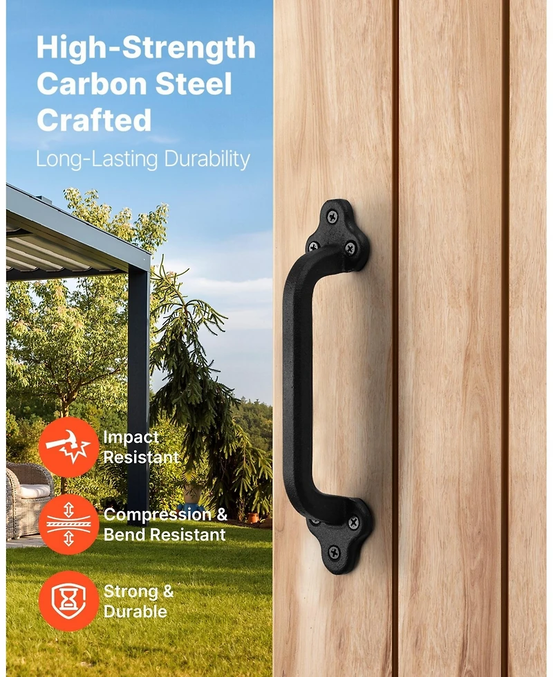 Sugift Barn Door Handle, 2Pcs 9" Rustic Steel Gate Handles for Outdoor Use