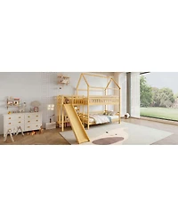 Streamdale Furniture House Bunk Bed with Slide and Storage Stairs
