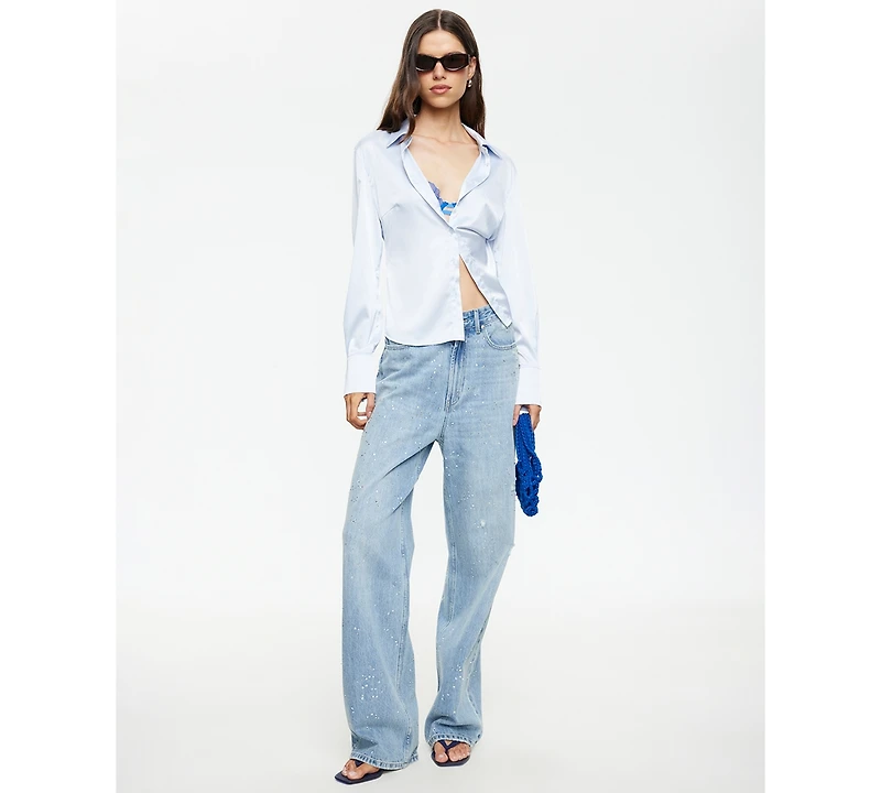 Lioness Women's Diamante Straight Cotton Jeans