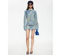 Lioness Women's The Bronx Spread Collar Button-Front Cotton Denim Jacket