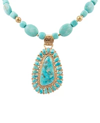 Barse Sedona Blue Turquoise Golden Pendant Necklace