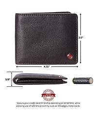Alpine Swiss Mens Genuine Leather Passcase Bifold Wallet Rfid Safe 2 Id Windows