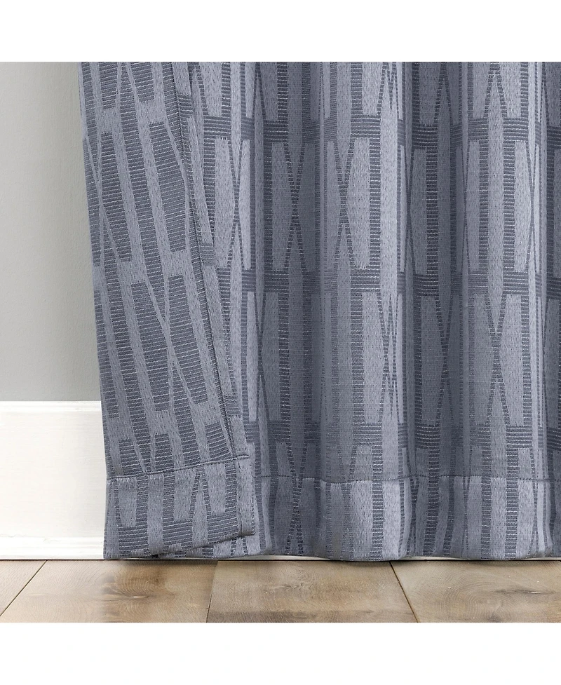No. 918 Dover Tonal Geometric Semi-Sheer Back Tab Curtain Panel
