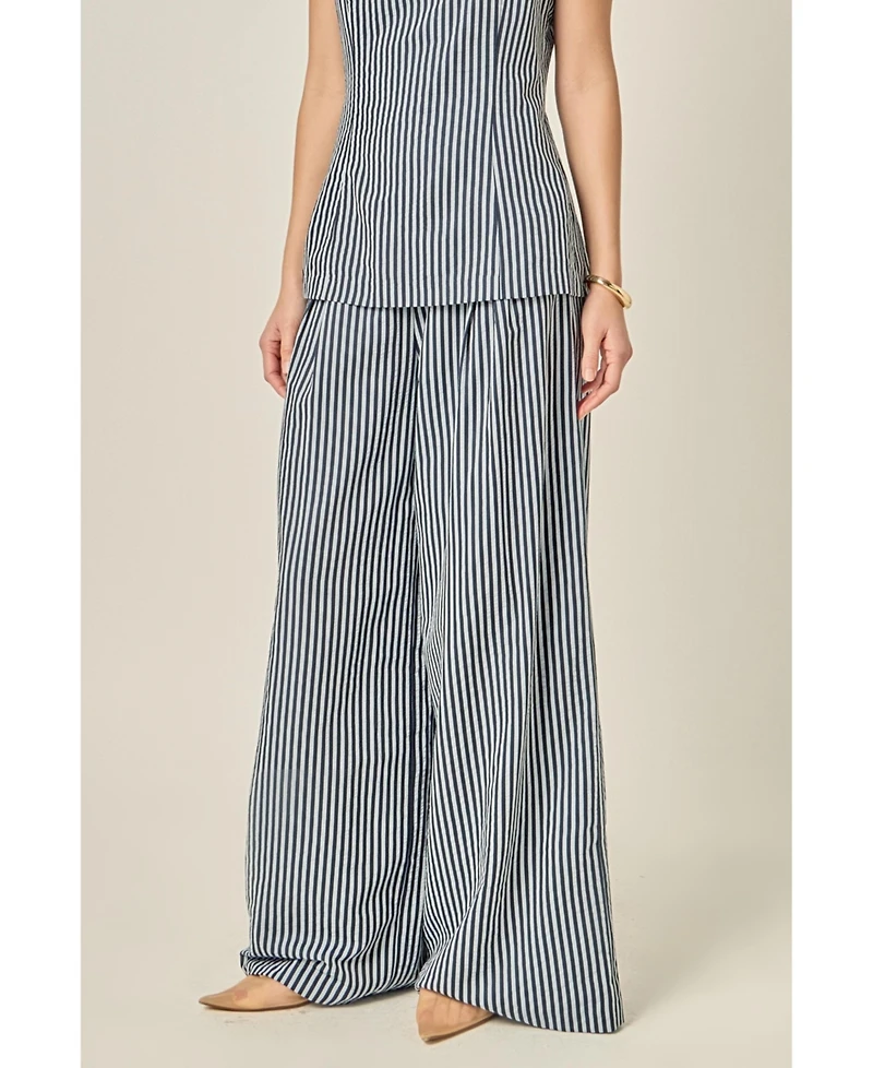 English Factory Women's Striped Wide Leg Pant