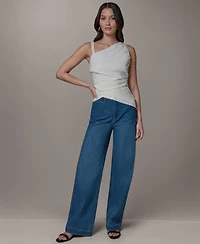 Donna Karan Weekend Women's Bias Asymmetric Neck Drape Blouse