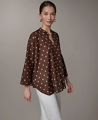 Donna Karan Weekend Women's Printed Split Neck Blouse