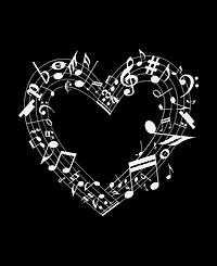 La Pop Art Women's Premium Blend Sheet Music Heart Word T-Shirt