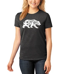 La Pop Art Women's Premium Blend Yellowstone Bear Word T-Shirt