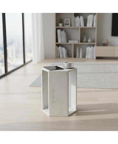 Streamdale Furniture Premium Honed Marble Hexagon Accent Table
