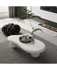 Streamdale Furniture 47 Inch Cloud Shaped Coffee Table with 3 Ball Legs for Living Room.