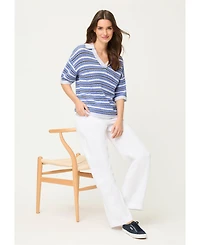 Olsen Women's Stripe Polo Sweater