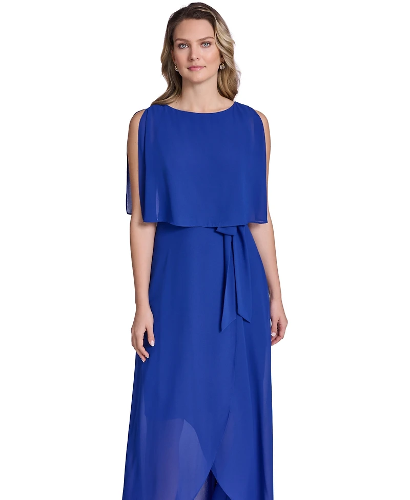 Jessica Howard Women's Boat Neck High Low Maxi Dress
