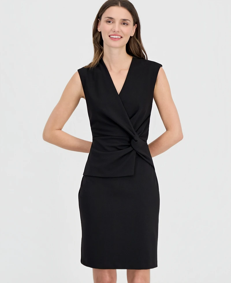 Anne Klein Women's Twist-Front-Overlay Scuba Sheath Dress