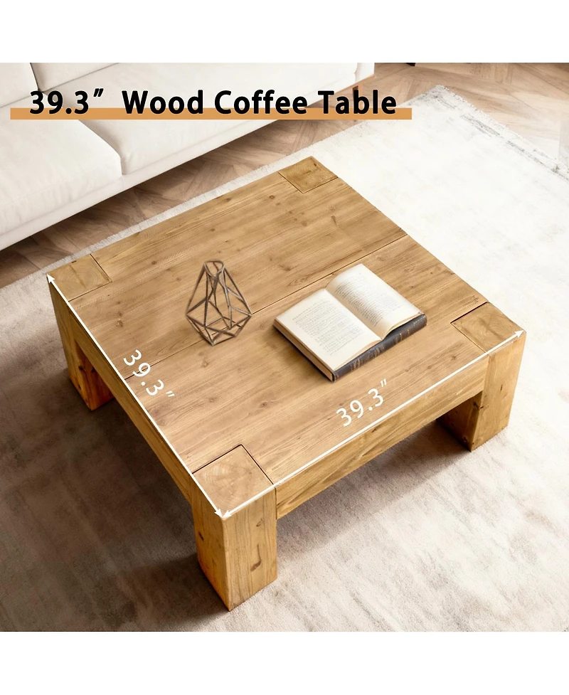 Streamdale Furniture Solid Wood Coffee Table - Nordic/Japanese Wabi-Sabi Style