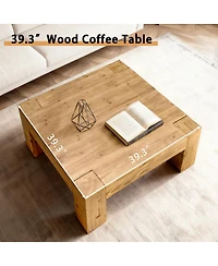 Streamdale Furniture Solid Wood Coffee Table - Nordic/Japanese Wabi-Sabi Style
