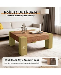 Streamdale Furniture Solid Wood Coffee Table: Japanese Wabi-Sabi & Modern Minimalist