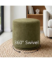 Maison Boucle 360 Swivel Upholstered Ottoman Footstool, Round Accent Stool