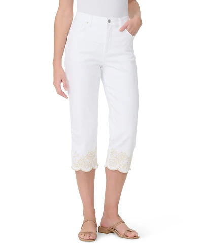 Gloria Vanderbilt Women's High-Rise Embroidered Capri Jeans