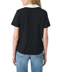 Gloria Vanderbilt Women's Point-Collar Short-Sleeve Polo Top