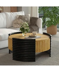 Streamdale Furniture Modern Striped Coffee Table with Flip Top Storage