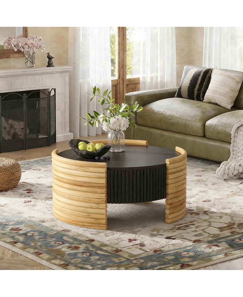 Streamdale Furniture Modern Colorblocked Striped Coffee Table with Flip Top Storage