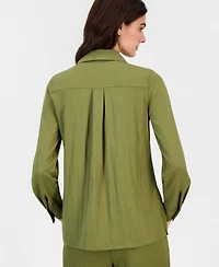 Anne Klein Women's Collared Half-Zip Roll-Tab Shirt, Regular & Petite