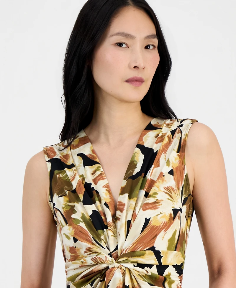 Anne Klein Women's Twist-Front Sleeveless Maxi Dress