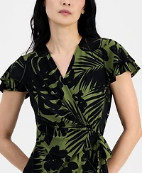 Anne Klein Women's V-Neck Flutter-Sleeve Sheath Wrap Dress