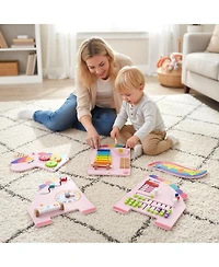 Slickblue 11 in 1 Toddler Busy Board Dinosaur Wall Activity Learning Toy