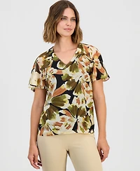 Anne Klein Women's Ruffled Flutter-Sleeve Top