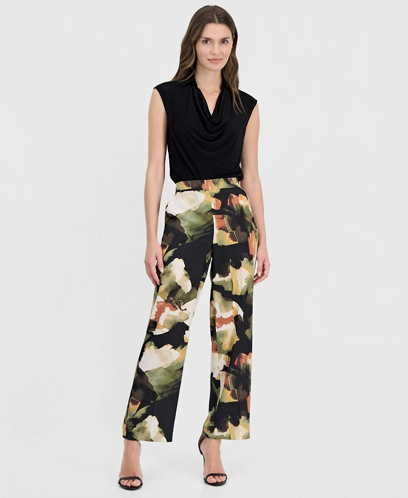 Anne Klein Women's Printed Pull-On Wide-Leg Pants