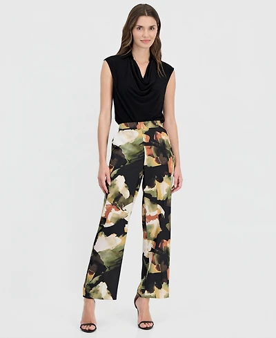 Anne Klein Women's Printed Pull-On Wide-Leg Pants