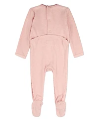MeMoi Baby Girls Heart Embroidered Textured Footie
